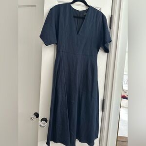 Banana Republic Navy V-Neck A-Line Midi Dress